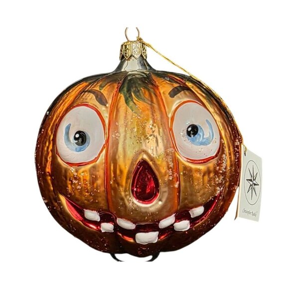 Vintage Christopher Radko Large 5" Halloween Jack-o-Lantern Pumpkin Ornament - Picture 1 of 9